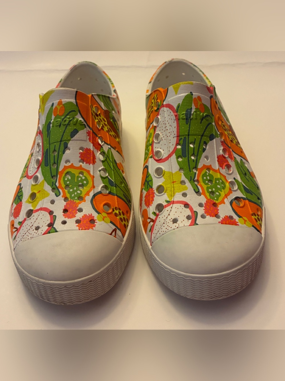 Native Vibrant Tropical Print Slip-On’s